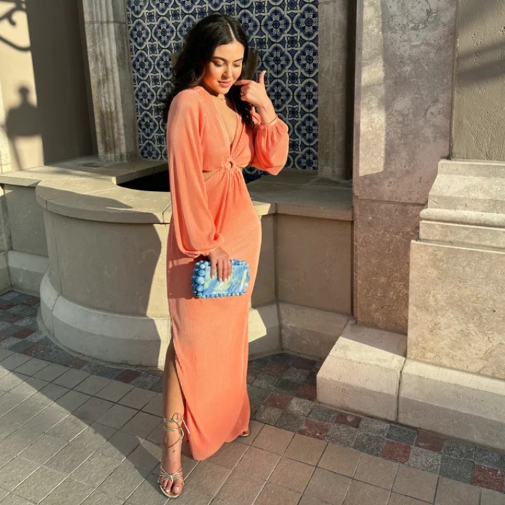 NEW Dee Elly Cut Out Maxi Dress in Coral Size Small